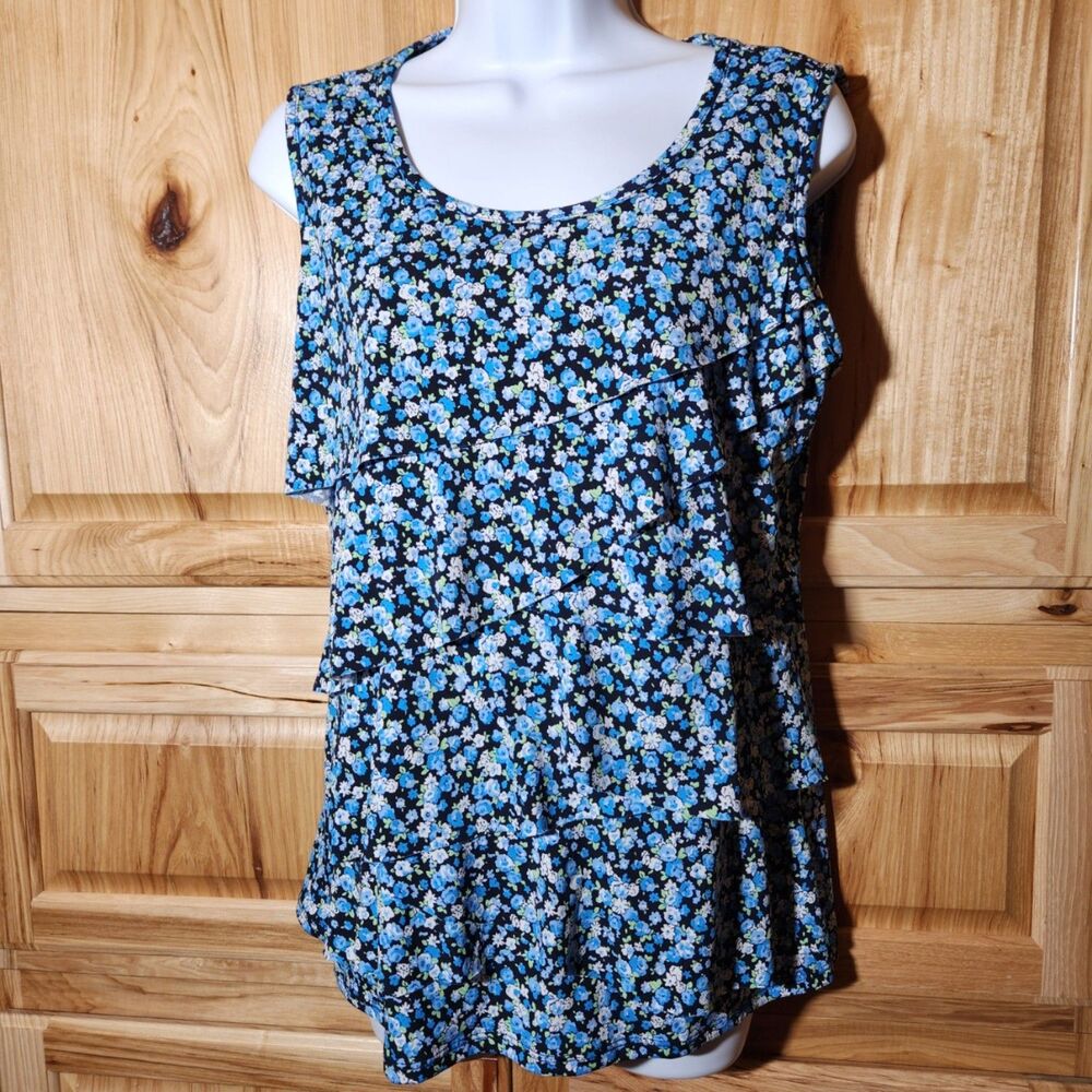 Westport Blue Floral Tank Top Women’s Small
